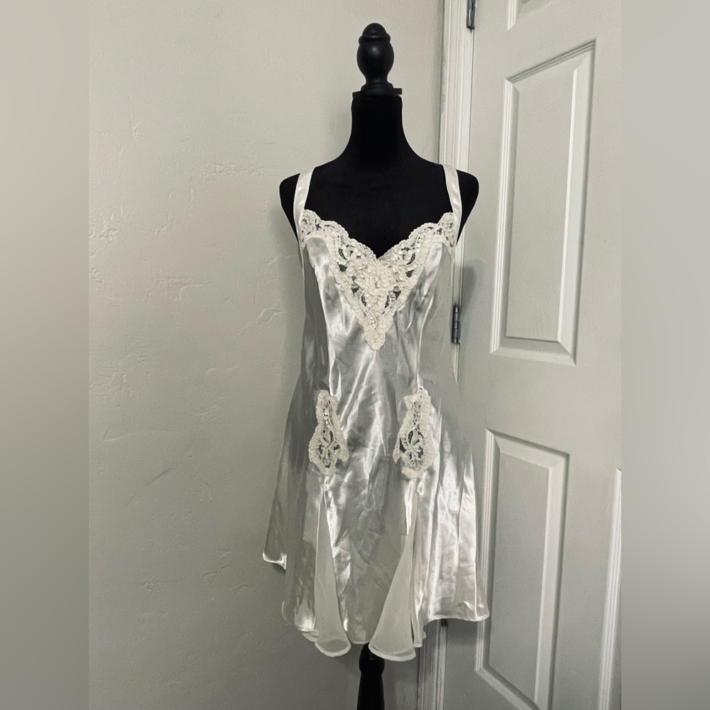 Victoria's Secret Silver Slip with Lace Accents